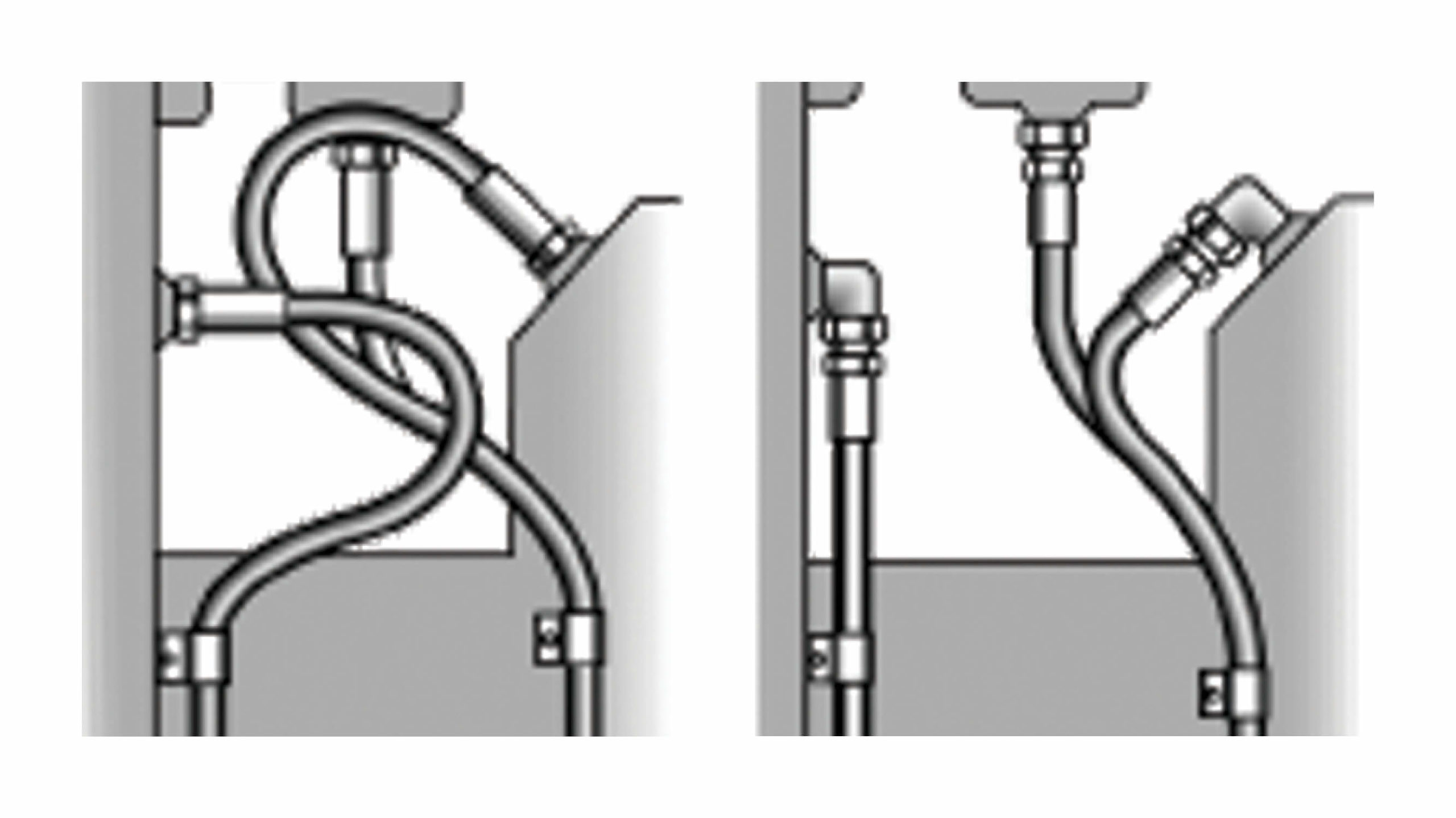 Graphic of hydraulic hose installation multiple methods